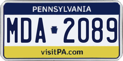 PA license plate MDA2089