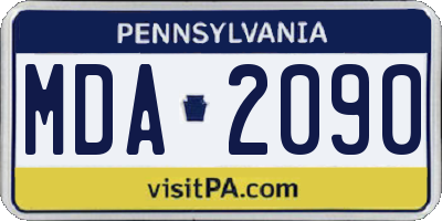 PA license plate MDA2090