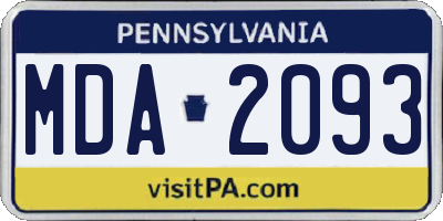 PA license plate MDA2093