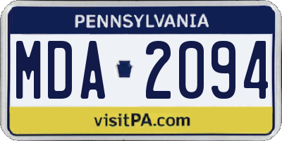 PA license plate MDA2094
