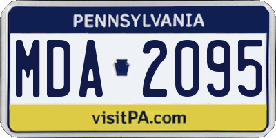 PA license plate MDA2095