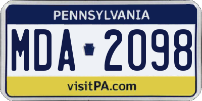 PA license plate MDA2098