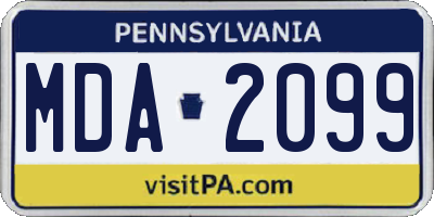PA license plate MDA2099