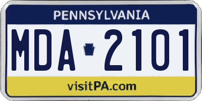 PA license plate MDA2101