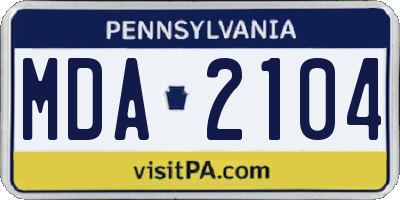 PA license plate MDA2104