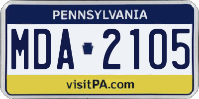 PA license plate MDA2105