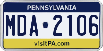 PA license plate MDA2106