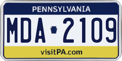 PA license plate MDA2109