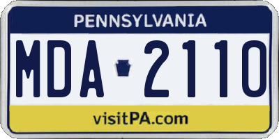 PA license plate MDA2110