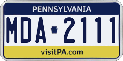 PA license plate MDA2111