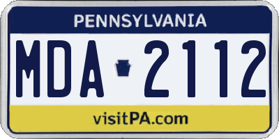 PA license plate MDA2112