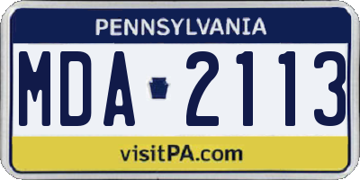 PA license plate MDA2113