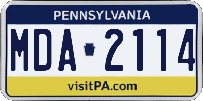 PA license plate MDA2114