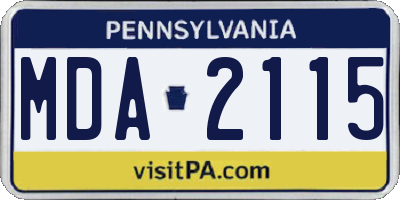 PA license plate MDA2115