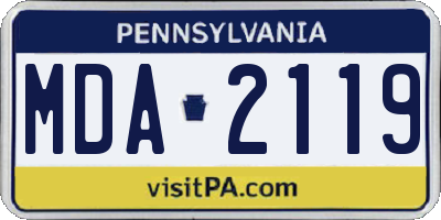 PA license plate MDA2119