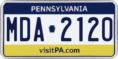 PA license plate MDA2120
