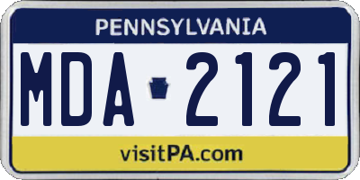 PA license plate MDA2121