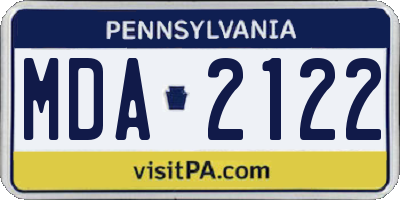 PA license plate MDA2122