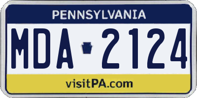 PA license plate MDA2124