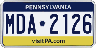 PA license plate MDA2126