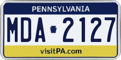 PA license plate MDA2127