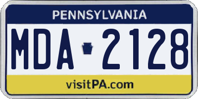 PA license plate MDA2128