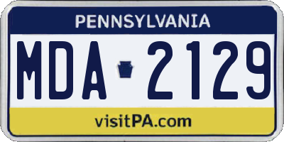PA license plate MDA2129