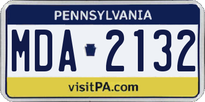 PA license plate MDA2132