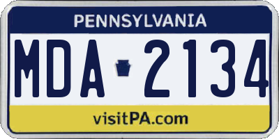 PA license plate MDA2134