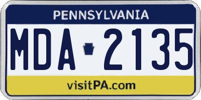 PA license plate MDA2135