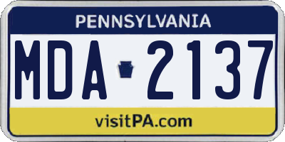 PA license plate MDA2137