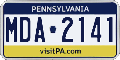 PA license plate MDA2141
