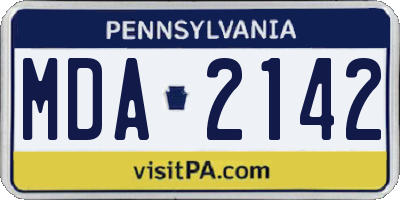 PA license plate MDA2142