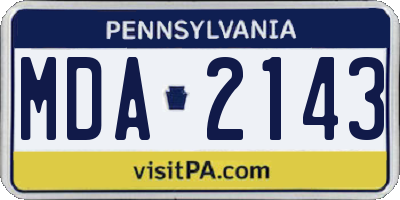 PA license plate MDA2143