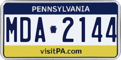 PA license plate MDA2144