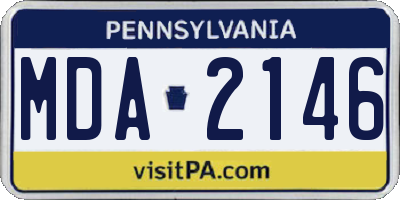 PA license plate MDA2146