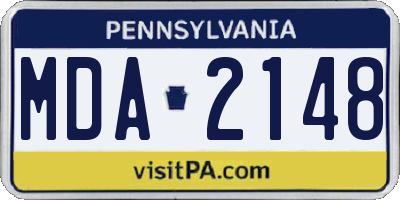 PA license plate MDA2148