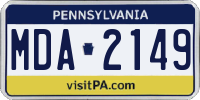 PA license plate MDA2149