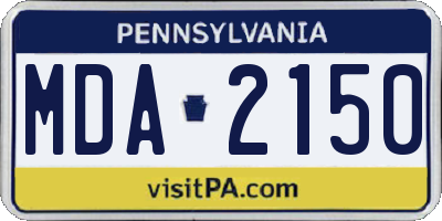 PA license plate MDA2150