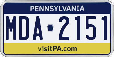 PA license plate MDA2151