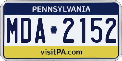 PA license plate MDA2152