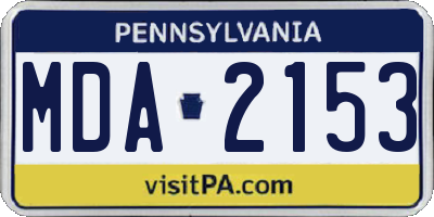 PA license plate MDA2153