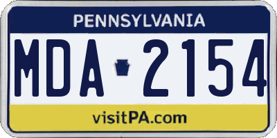 PA license plate MDA2154
