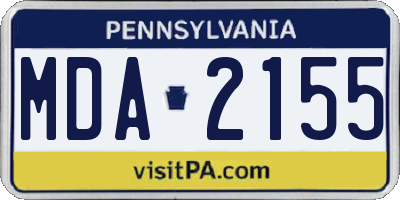 PA license plate MDA2155