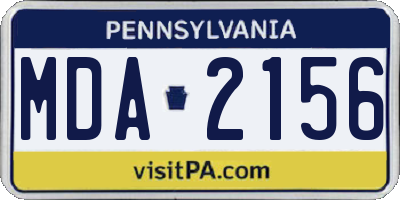 PA license plate MDA2156