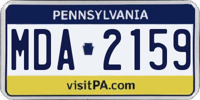 PA license plate MDA2159