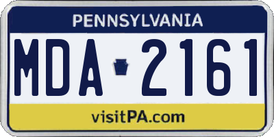PA license plate MDA2161