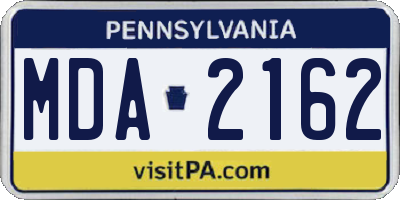 PA license plate MDA2162
