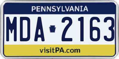 PA license plate MDA2163