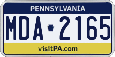 PA license plate MDA2165